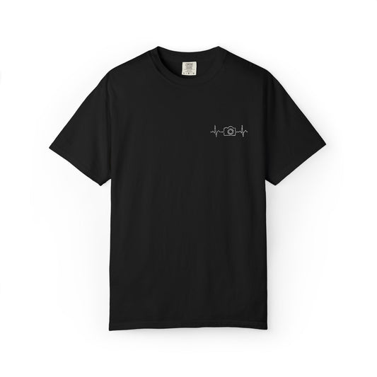 Heartbeat Camera T-Shirt | Minimal Photographer Emroidered Tee