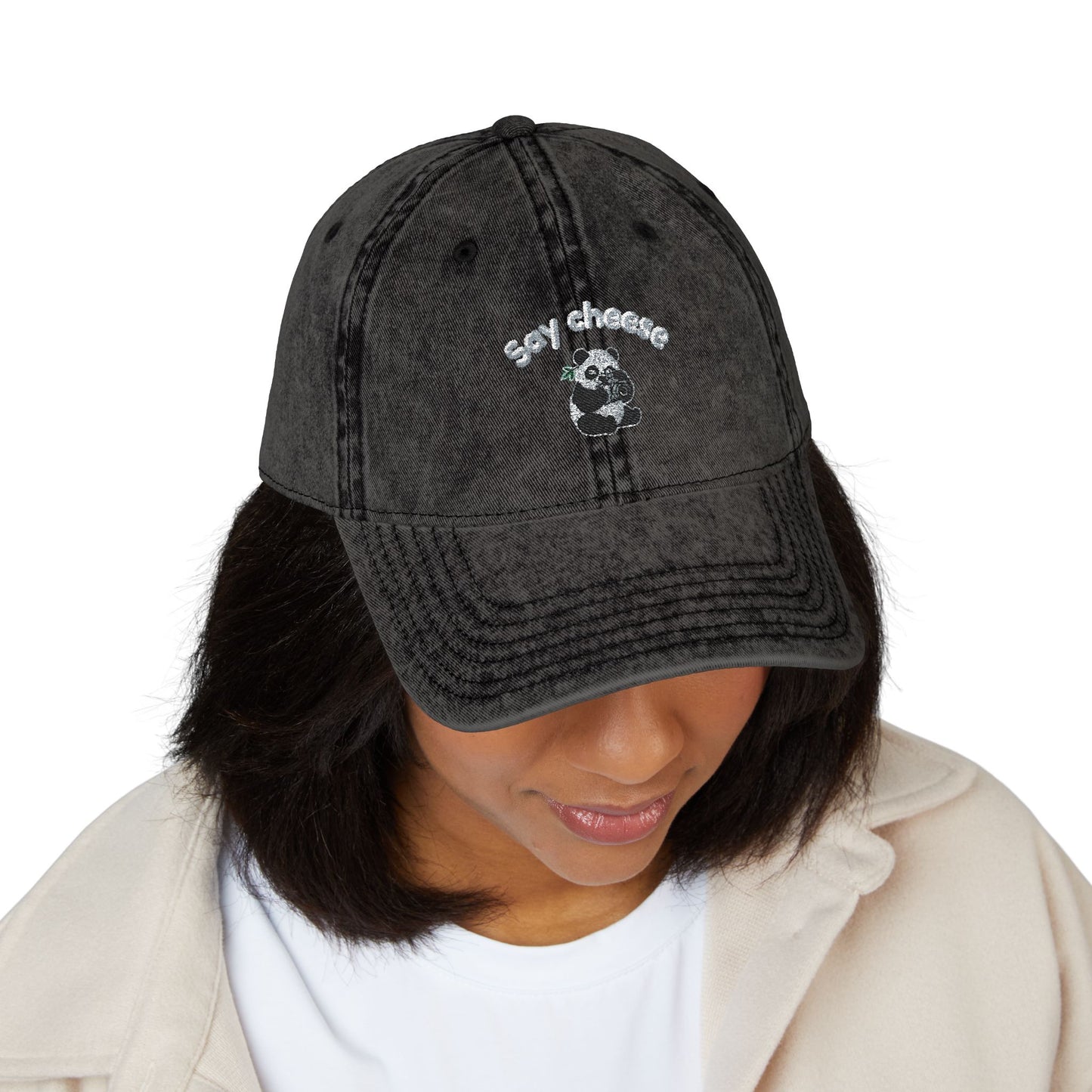 Say Cheese Hat | Vintage Embroidered Camera Cap